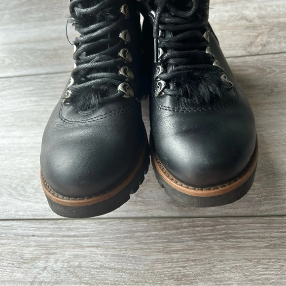 Rudsak Black Leather Lace Up Fur Winter Boots Made in Italy - Picture 4 of 16